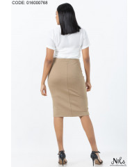 SARA CROSS OVER BEIGE SKIRT