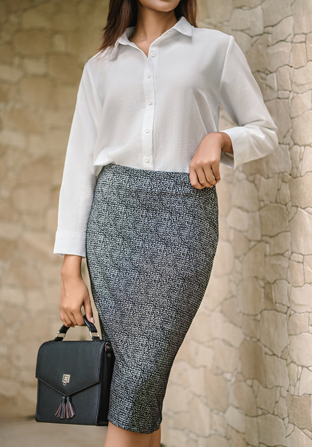 HAVEN BLACK PENCIL SKIRT 