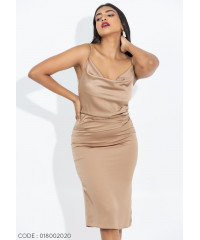 DANICA COWL LIGHT BROWN DRESS