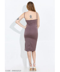 DANICA COWL BROWN DRESS