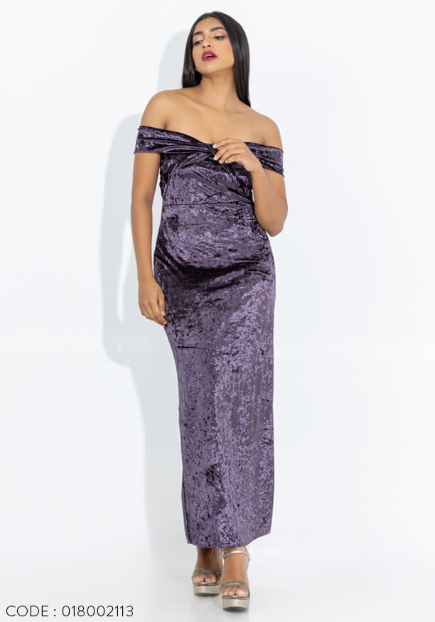 TINSLEY OFF SHOULDER PURPLE DRESS
