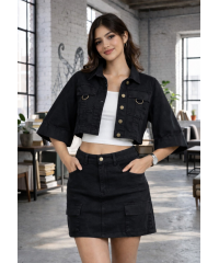 BLACK FEMALE DENIM  JACKET