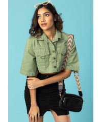 OLIVE GREEN FEMAL DENIM JACKET