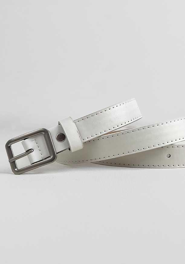 WHITE 1 IN SILVER SQUARE BUCKLE BELT