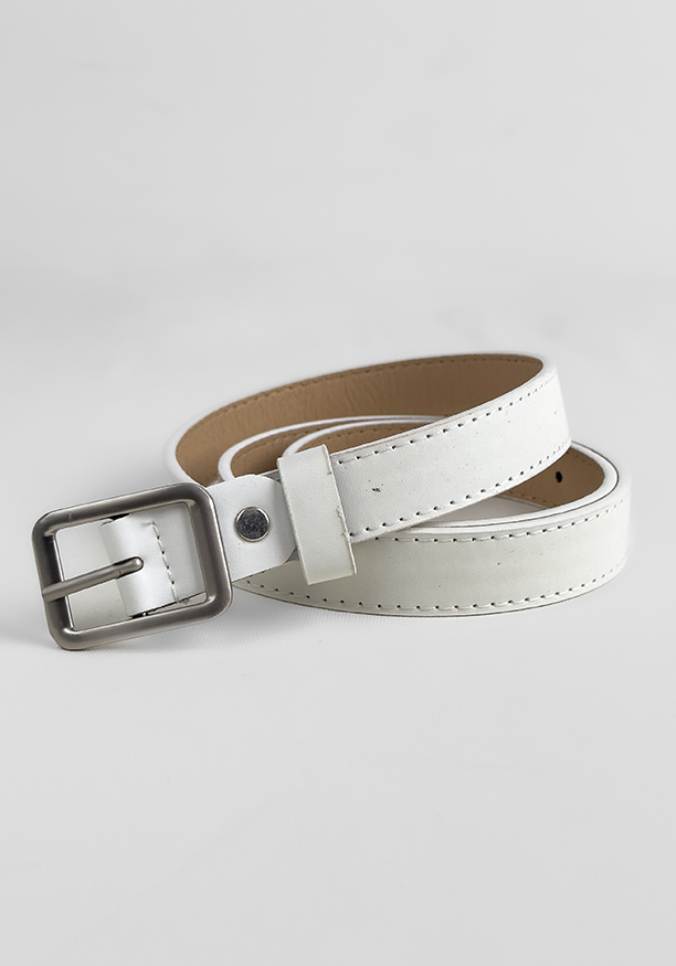 WHITE 1 IN SILVER SQUARE BUCKLE BELT