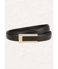 MINIMALIST ALLOY BUCKLE LEATHER BLACK BELT 