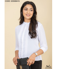 FRONT PINTUCK WHITE BLOUSE