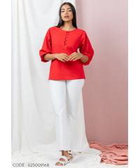 SALMA FRONT BUTTON RED BLOUSE