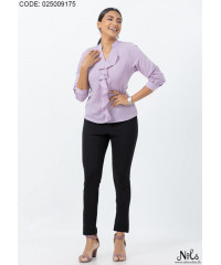 CASSENDRA FRONT FRILL PURPLE BLOUSE