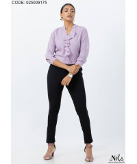 CASSENDRA FRONT FRILL PURPLE BLOUSE