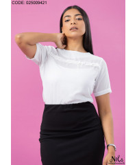 IVY FRONT FRILL WHITE BLOUSE