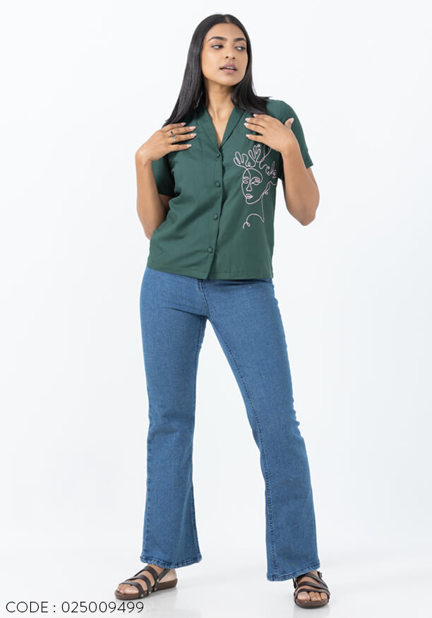 FLORENCE EMBROIDERY GREEN BLOUSE