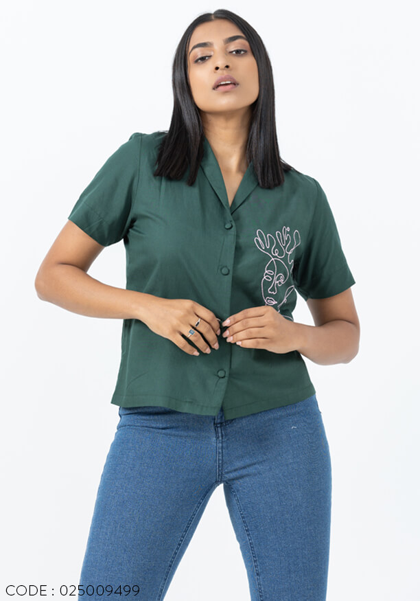 FLORENCE EMBROIDERY GREEN BLOUSE