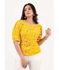 SHIRA SCOOP NECK YELLOW BLOUSE