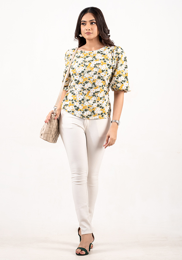 SHIRA SCOOP NECK GREEN BLOUSE Nilsonline