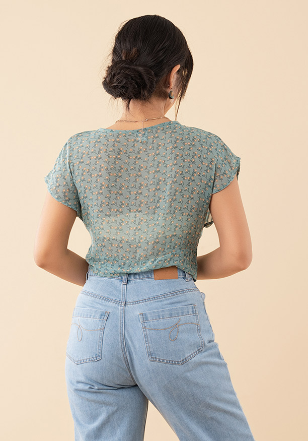 GREEN PRINTED BLOUSE