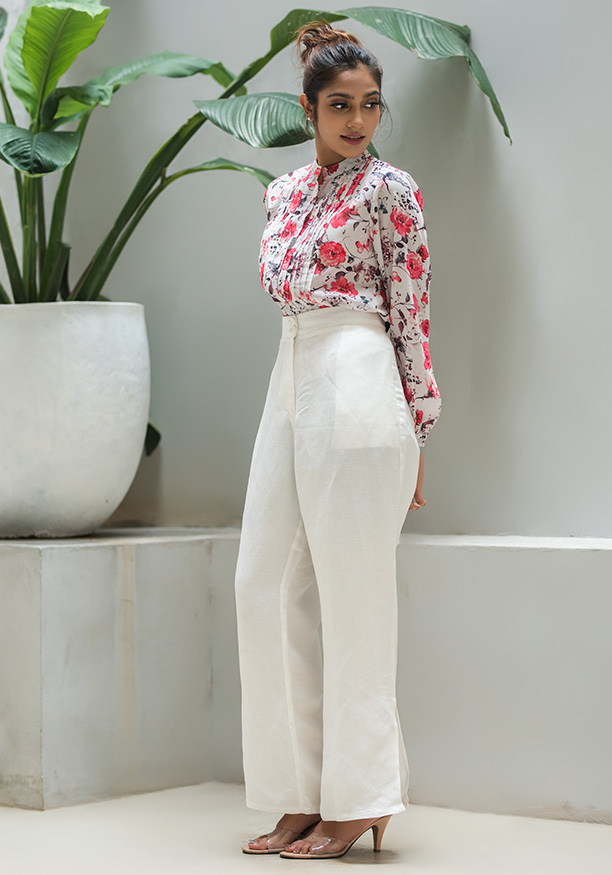 BRIELLE WHITE PRINTED BLOUSE