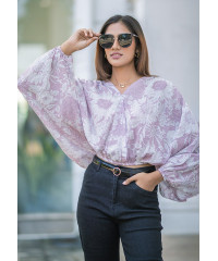 BAVELY CROPPED PINK PRINTED BLOUSE 