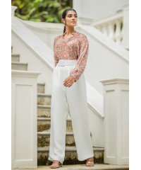 SOPHIA PINK STAND UP COLLAR BLOUSE 