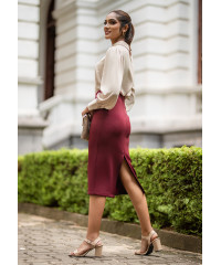 ELINNY FITTED PENCIL CUT MAROON SKIRT 