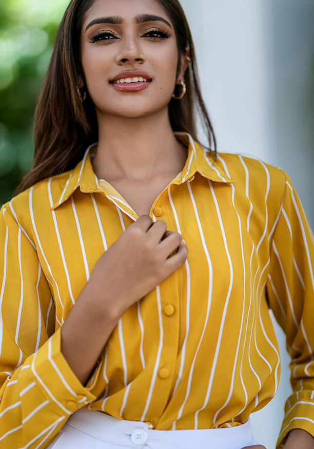 Yellow striped sales blouse