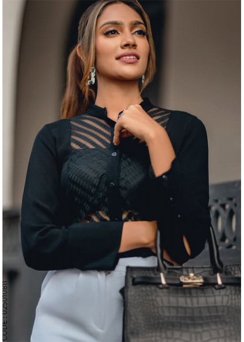 ARIA STAND COLLAR BLOUSE 