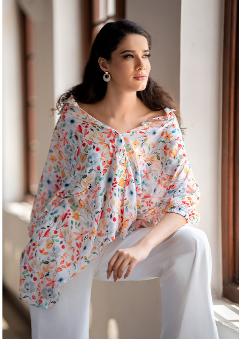 EVE FLORAL BAGGY BLOUSE