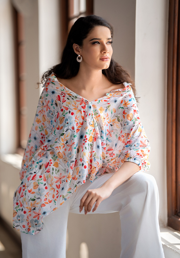 EVE FLORAL BAGGY BLOUSE