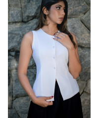 JANET SLEEVELESS WHITE BLOUSE