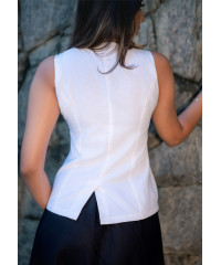 JANET SLEEVELESS WHITE BLOUSE