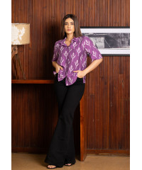 PURPLE BAGGY SHORT SLEEVE BLOUSE PURPLE BAGGY SHORT SLEEVE BLOUSE