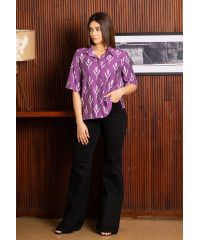 PURPLE BAGGY SHORT SLEEVE BLOUSE PURPLE BAGGY SHORT SLEEVE BLOUSE