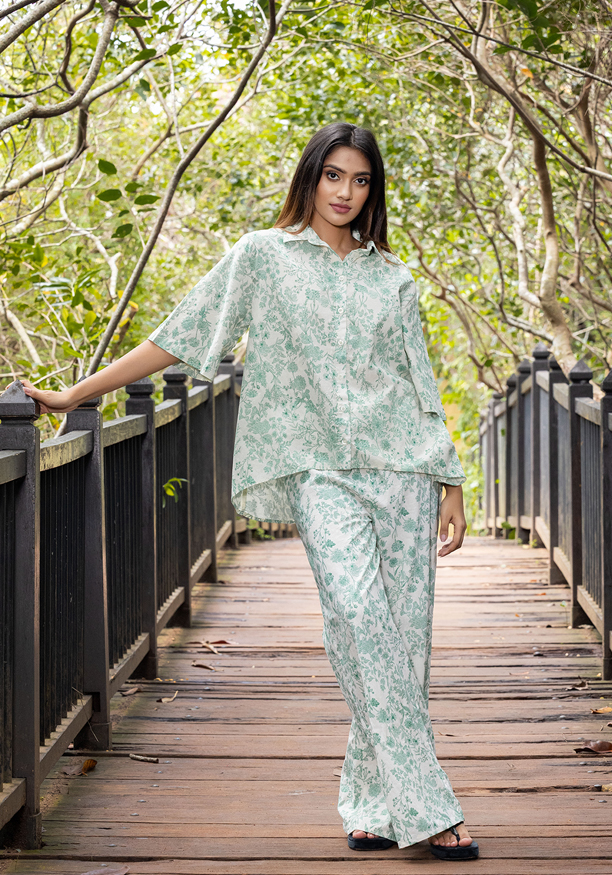 HEILI PRINTED HIGH LOW BLOUSE 