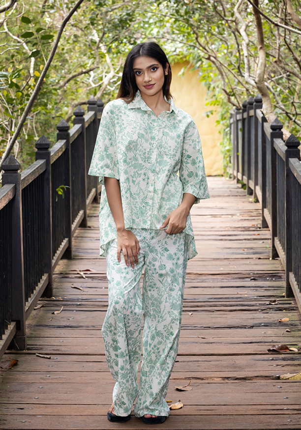 HEILI PRINTED HIGH LOW BLOUSE 