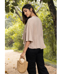 VINNIE V NECK BEIGE BLOUSE 