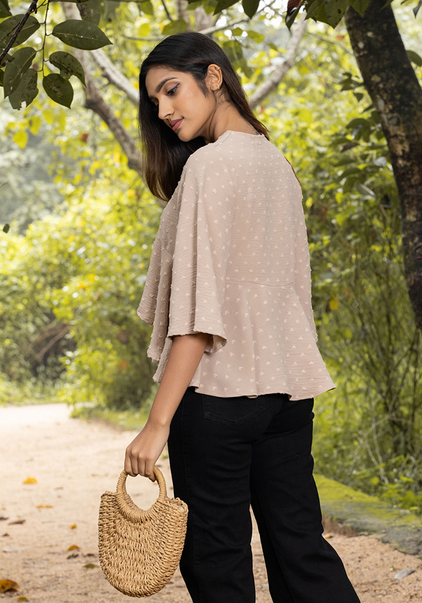VINNIE V NECK BEIGE BLOUSE 