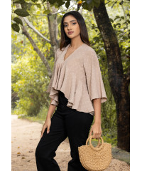 VINNIE V NECK BEIGE BLOUSE 
