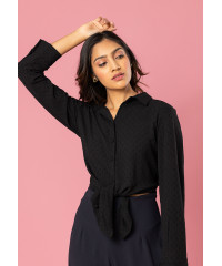 LISA LONG SLEEVE BLACK BLOUSE