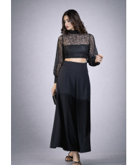 ROMINA BISHOP SLEEVE BLACK CROP TOP