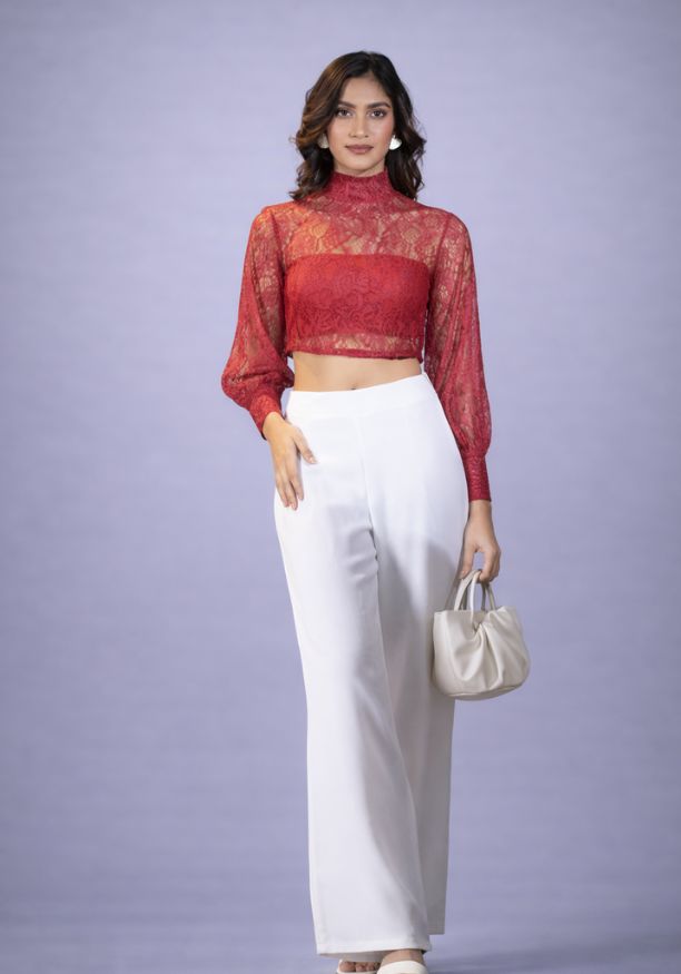 ROMINA BISHOP RED CROP TOP