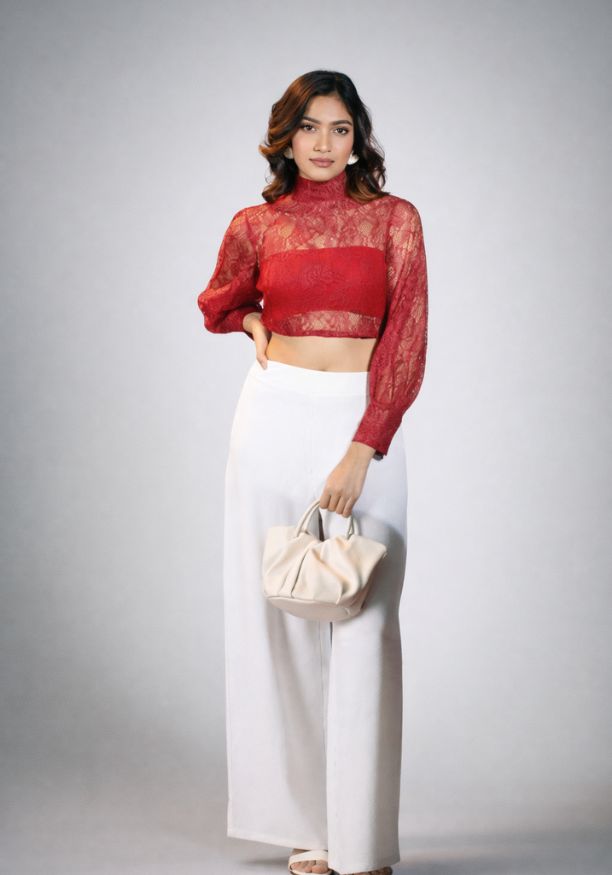 ROMINA BISHOP RED CROP TOP