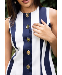 JANET SLEEVELESS NAVY BLUE BLOUSE