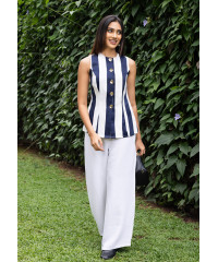 JANET SLEEVELESS NAVY BLUE BLOUSE