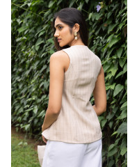 JANET SLEEVELESS BEIGE BLOUSE