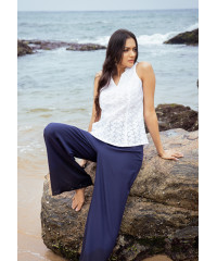 CLEVA WHITE SLEEVELESS BLOUSE