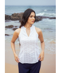 CLEVA WHITE SLEEVELESS BLOUSE