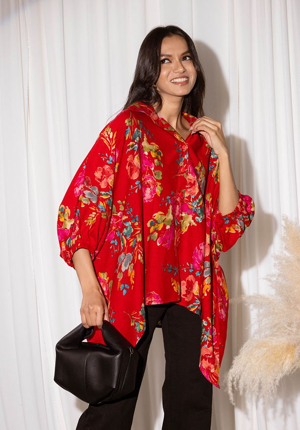 SHIFRA BAGGY RED SHIRT