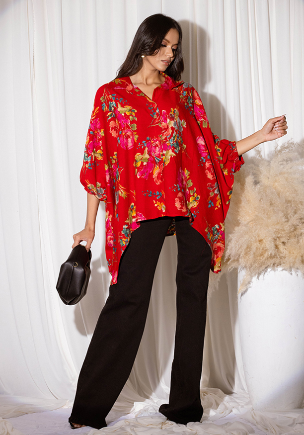 SHIFRA BAGGY RED SHIRT