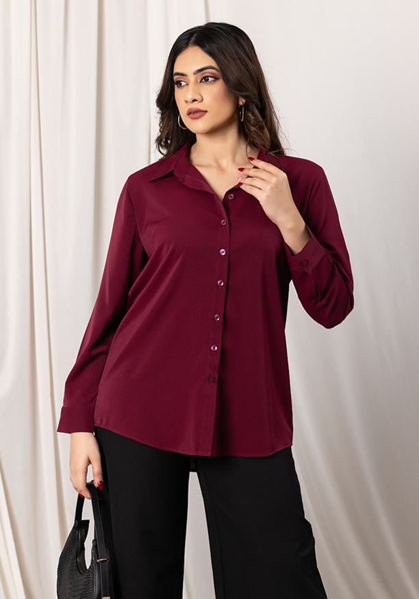 LISA LONG SLEEVE MAROON BLOUSE Nilsonline