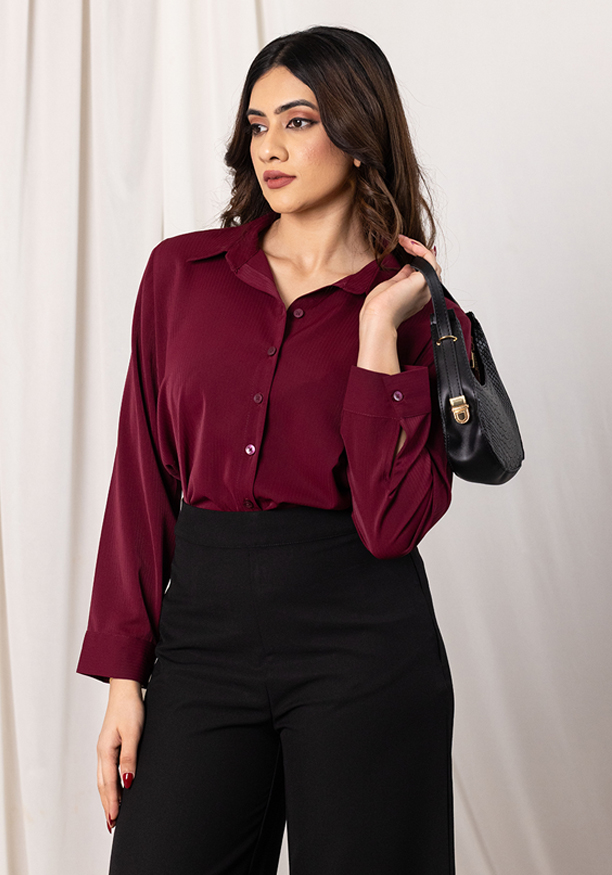 LISA LONG SLEEVE MAROON BLOUSE Nilsonline